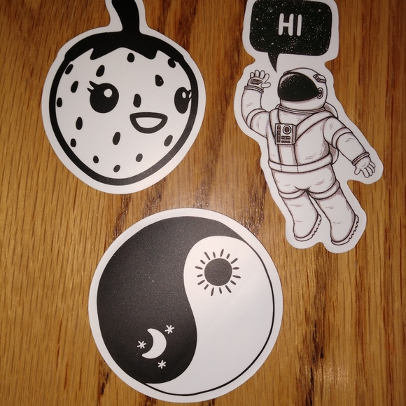 3 black & white professionally made stickers, NEW never used.  Set 1 - Picture 4 of 4